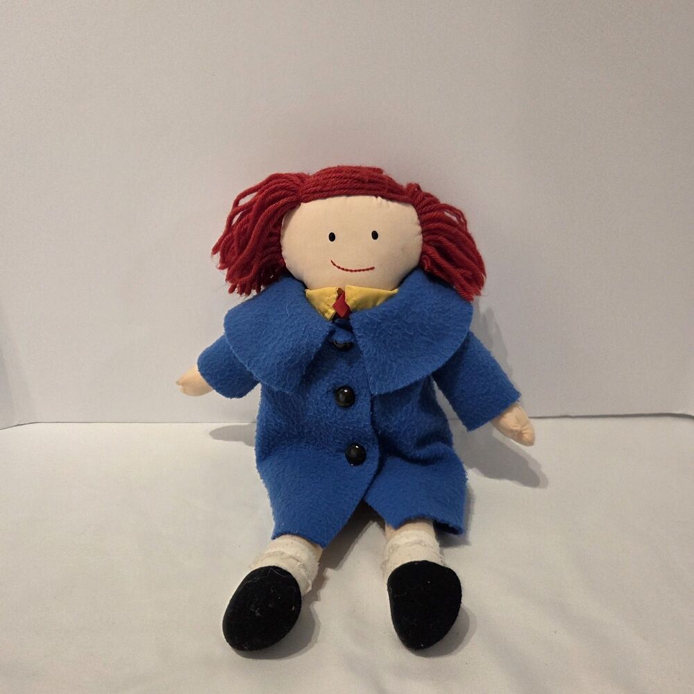 Eden 1994 Madeline Plush Doll Blue Coat Red Yarn Hair